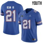 Youth Florida Gators #21 Trey Dean III NCAA Jordan Brand Royal Authentic Stitched College Football Jersey WSI2662XX